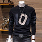 Herren Kleidung Trend Buchstaben-Print Casual Fleece All-Match Sweatshirt Herbst Winter Herren Rundhals Langarm Locker Pullover Oberteile