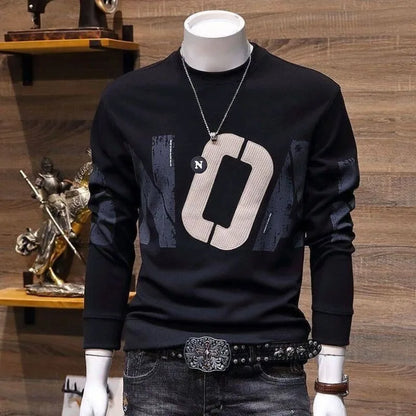 Herren Kleidung Trend Buchstaben-Print Casual Fleece All-Match Sweatshirt Herbst Winter Herren Rundhals Langarm Locker Pullover Oberteile