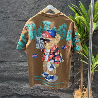 Herren T-Shirts Rock Tops Aquarell Herren T-Shirt Baumwolle Hip Hop 100% Baumwolle Polyester Trend Freizeit XL Koreanische Kleidung Cool