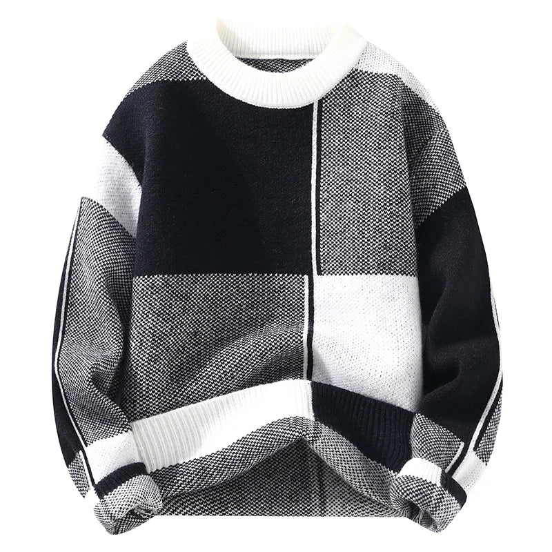 Lockere Passform Rundhals-Strickpullover für Herren Lässig Stilvoll Bequem Atmungsaktiv Warm Herbst Winter Unterziehpullover