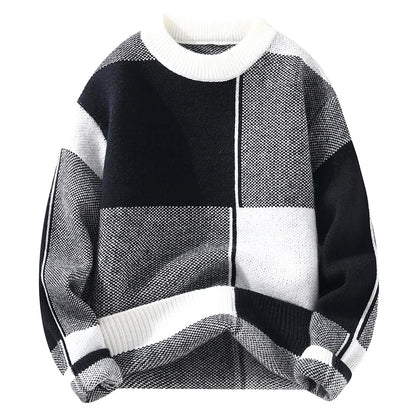 Lockere Passform Rundhals-Strickpullover für Herren Lässig Stilvoll Bequem Atmungsaktiv Warm Herbst Winter Unterziehpullover