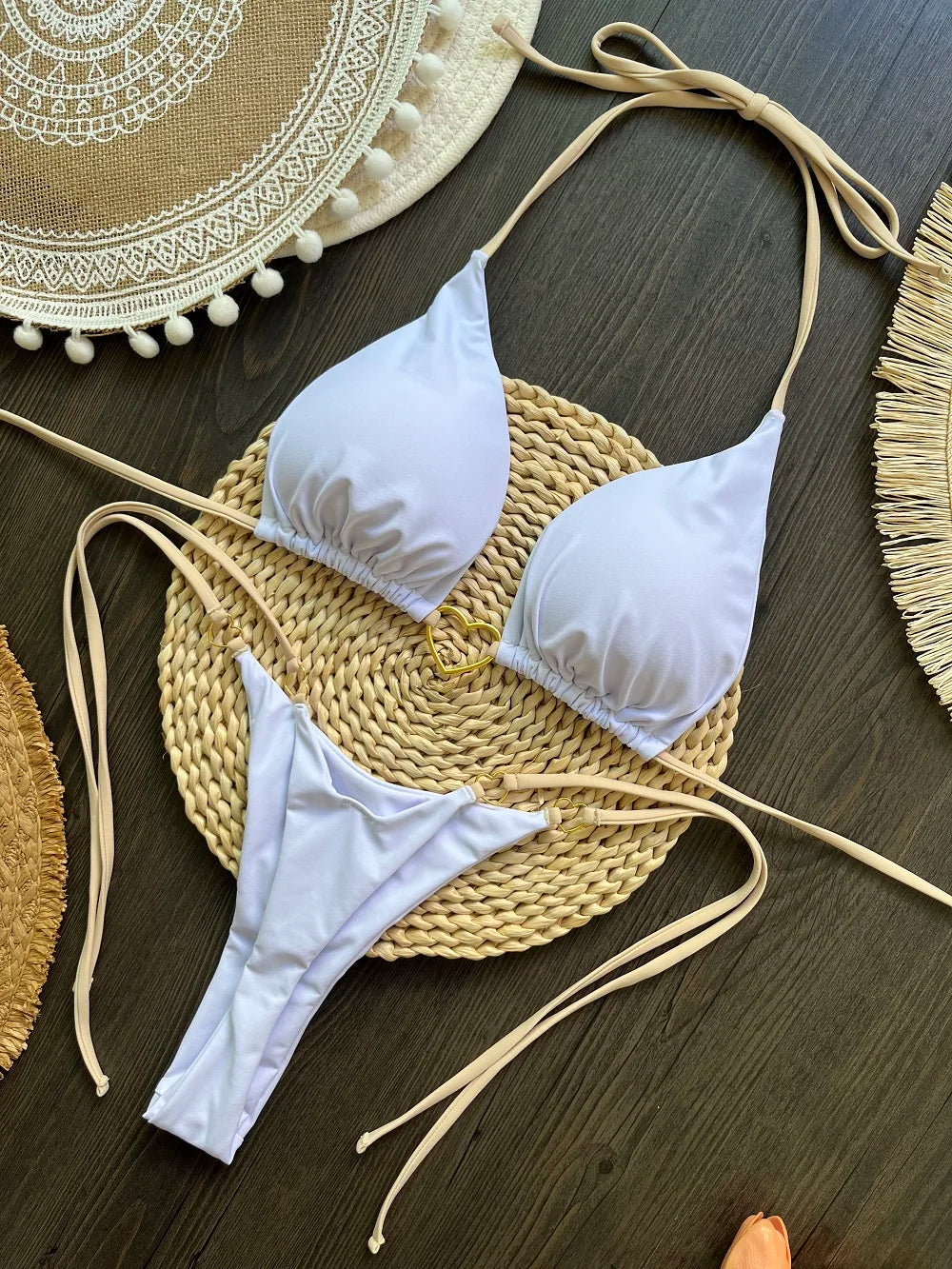 Sexy Halter Triangle Thong Bikini Set Swimwear