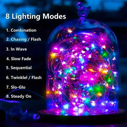 Solar Fairy Lights Garden String with 8 Modes Waterproof Copper Wire for Patio Yard Trees Christmas Party Garden OutdoorDecor