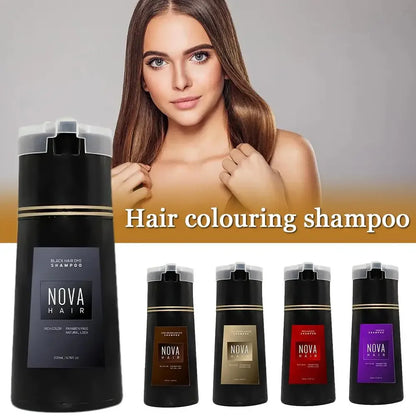 Nova Haarfärbemittel 3-in-1 Haarpflege Shampoo Natürliches Schnellweißhaar Gefärbtes Schwarzes Haarfärbemittel Dauerhafter Komfort Männer Frauen Haarpflege