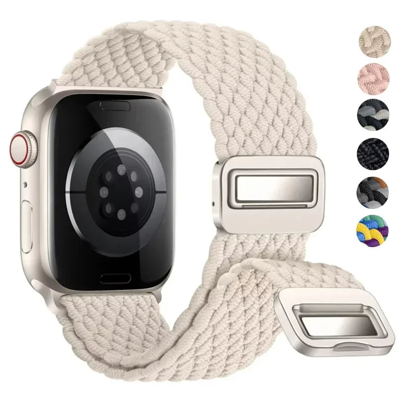 Geflochtenes Band für Apple Watch Armband 44mm 40mm 45mm 46mm 49mm 41mm 38 Magnetisches Nylonarmband iWatch Serie SE 7 6 8 9 10 Ultra 2