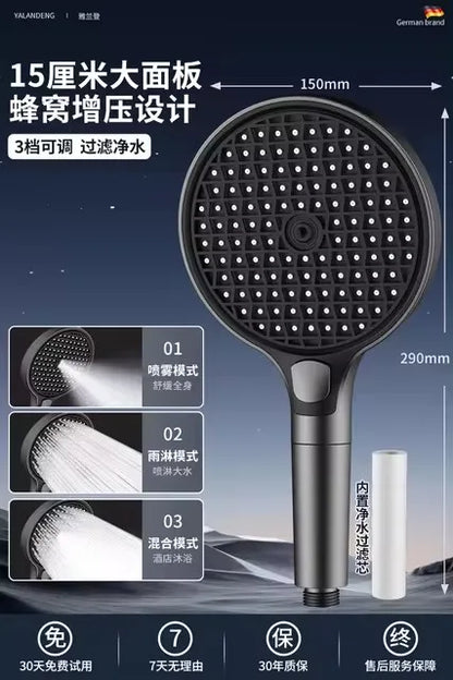 150MM Big Panel 3 Modes Pressure Boost Shower Head With Filter Adjustable Spray Nozzle Massage Shower Faucet Bathroom Accessorie