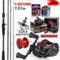 Sougayilang Angelrute Rollen Combo 1,8~2,1m Kohlefaser Casting Rute und 7,2:1 Übersetzung Baitcasting Rolle Max. Bremskraft 10kg für Barsch