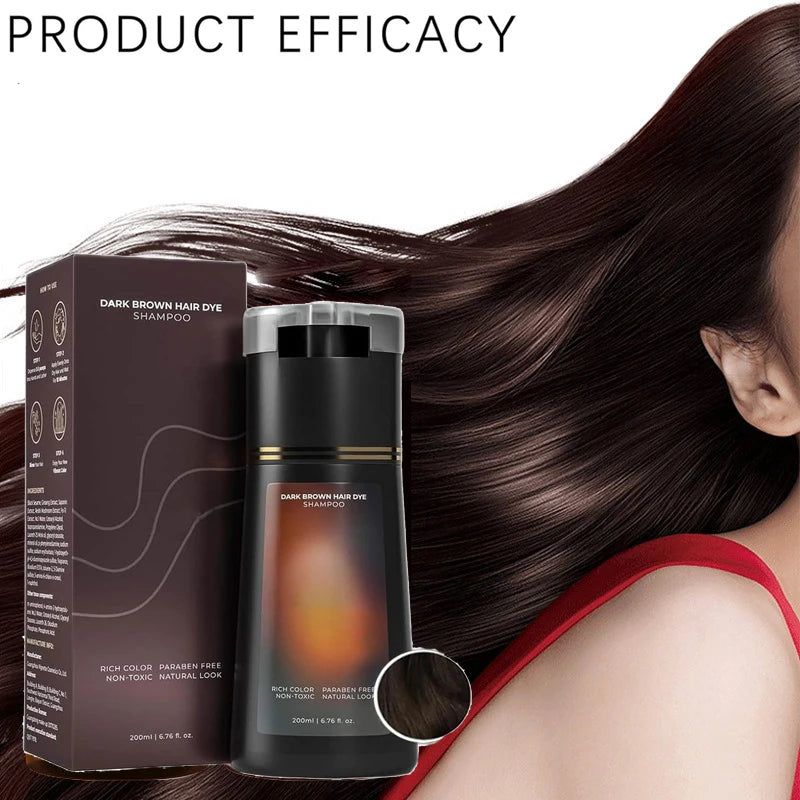 Haarfärbe-Shampoo 3-in-1 Instant Haarfärbe-Shampoo pflegend langanhaltende Farbe für Frauen & Männer Grauhaarabdeckung 200 ml