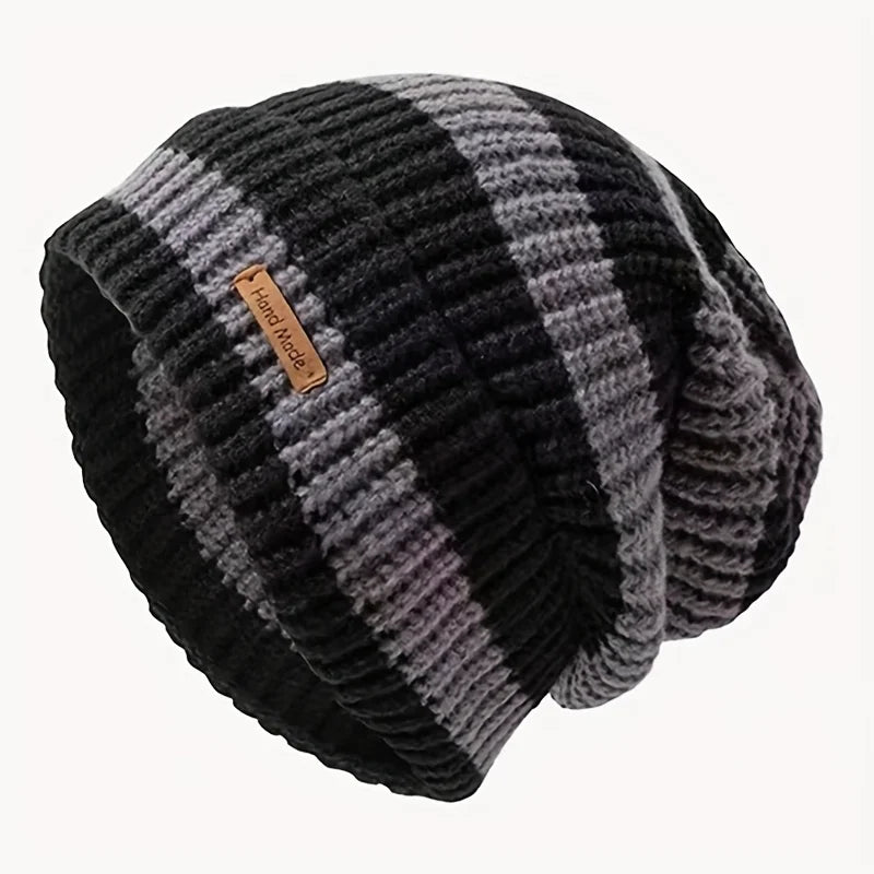 Korean Fashion Striped Knitted Hat Trend Lightweight Hat For Men Women Warm Windproof Autumn Winter Suitable For Outdoor Cycling