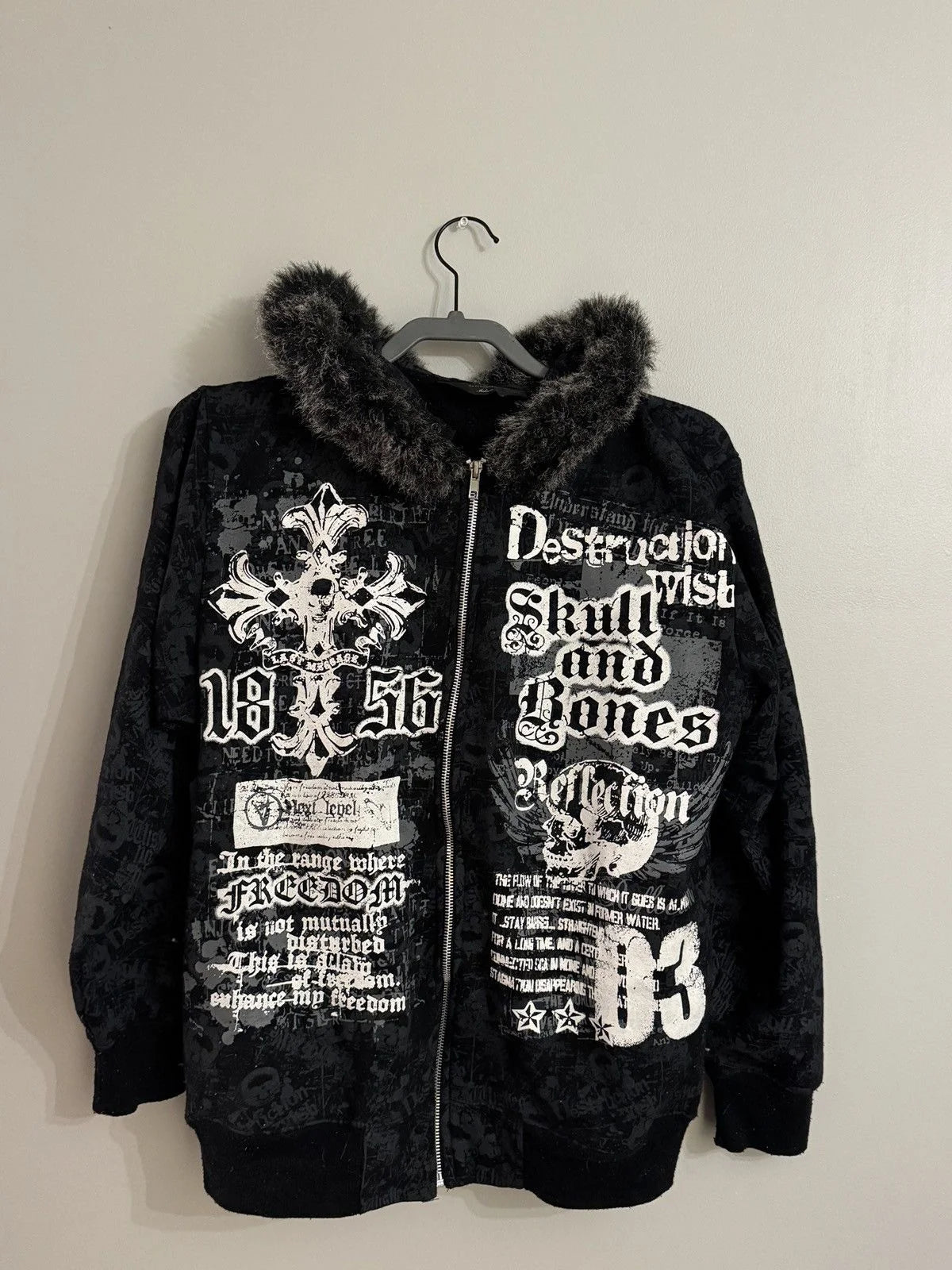 White Fur collar sweater Dalian Hood Zipper Sweatshirt Zipper Casual