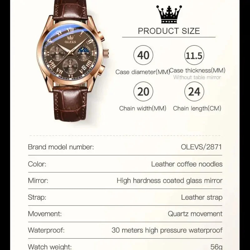 OLEVS Luxus-Herrenuhr für Business – Edelstahl, leuchtend & wasserdicht