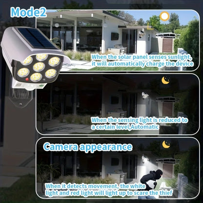 77 LED Outdoor Motion Sensor Solar Lights FloodLight Waterproof Wireless Dummy Decoy Fake Security Camera for Porch Garden Patio