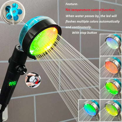 Hochdruck-LED-Duschkopf, Ein-Knopf-Stopp, digitaler Bildschirm, schwarzer Handbrause-Duschkopf mit Temperatursensor