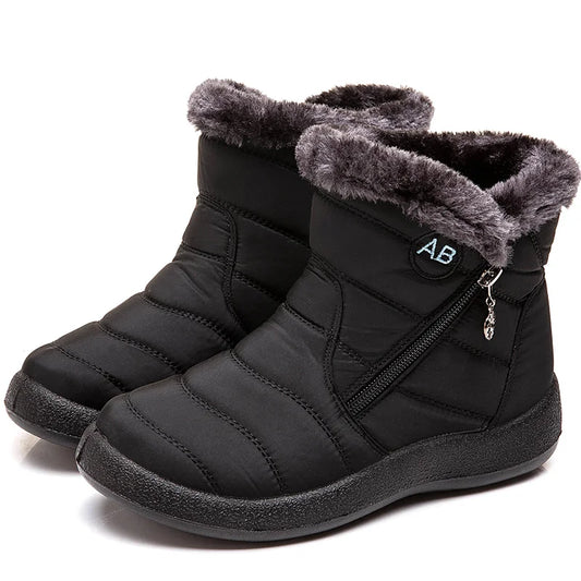 Women's Boots Women's Ankle Boots With Fur Winter Shoes Women Low Heels Winter Boots Snow Waterproof Winter Footwear