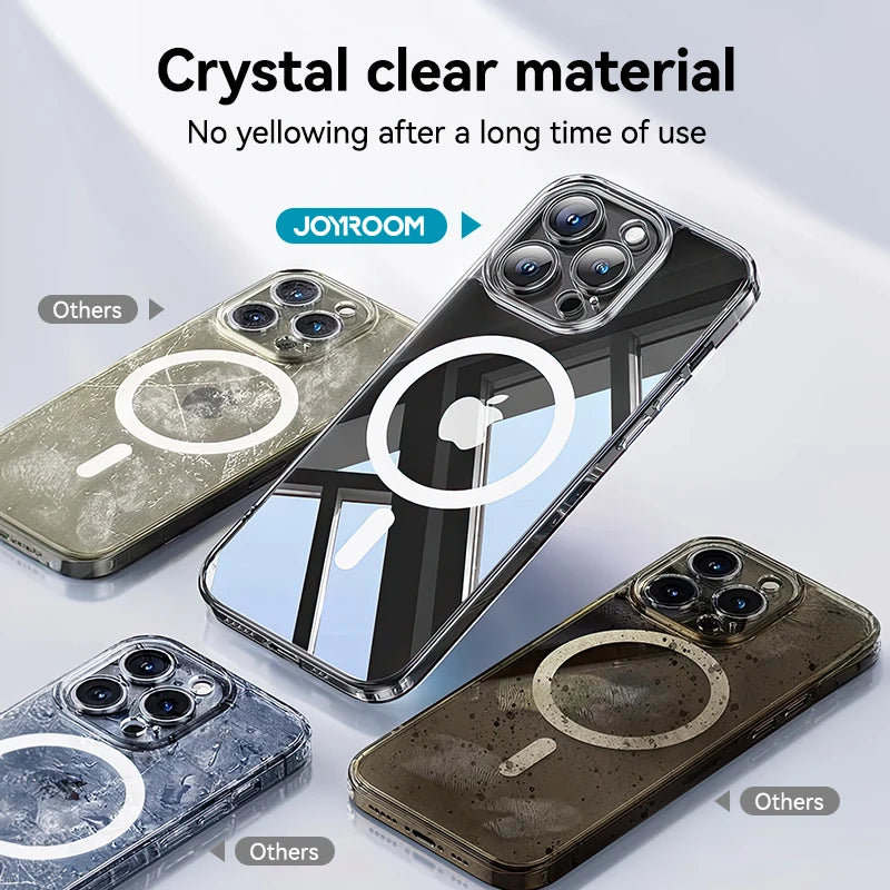 Joyroom Magnetic Case For iPhone 17 16 Pro Max Case Anti Yellow Transparent Cover For iPhone 17 Pro Wireless Charger Thin Cover