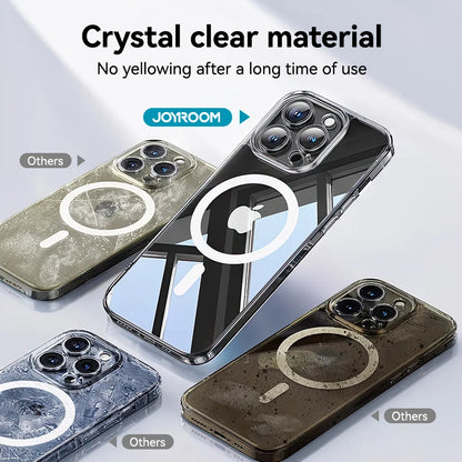 Joyroom Magnetic Case For iPhone 17 16 Pro Max Case Anti Yellow Transparent Cover For iPhone 17 Pro Wireless Charger Thin Cover