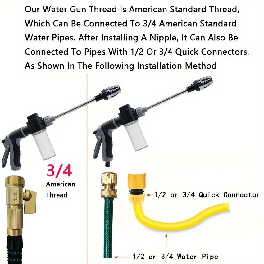 High-Pressure Car Wash Water Gun & Garden Nozzle