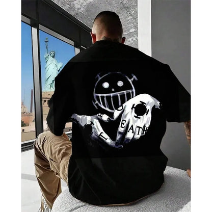 One Piece Men's T-shirt Killer Summer and Autumn Japanese Anime Boy Children's Short-sleeved Retro Loose Parent-Child Outfit