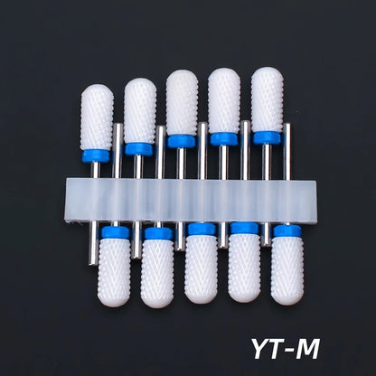 10pcs Ceramic Nail Drill Bits Set, Electric Manicure & Pedicure Milling Cutter, For Nail Polishing Machine