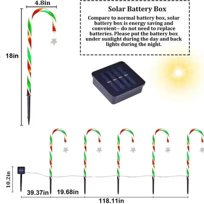 5/8 Stück Weihnachten Solar Stern Zuckerstange Plug-in-Licht, Weihnachtsdekoration, verwendet für Urlaub, Hof, Garten, Rasendekoration
