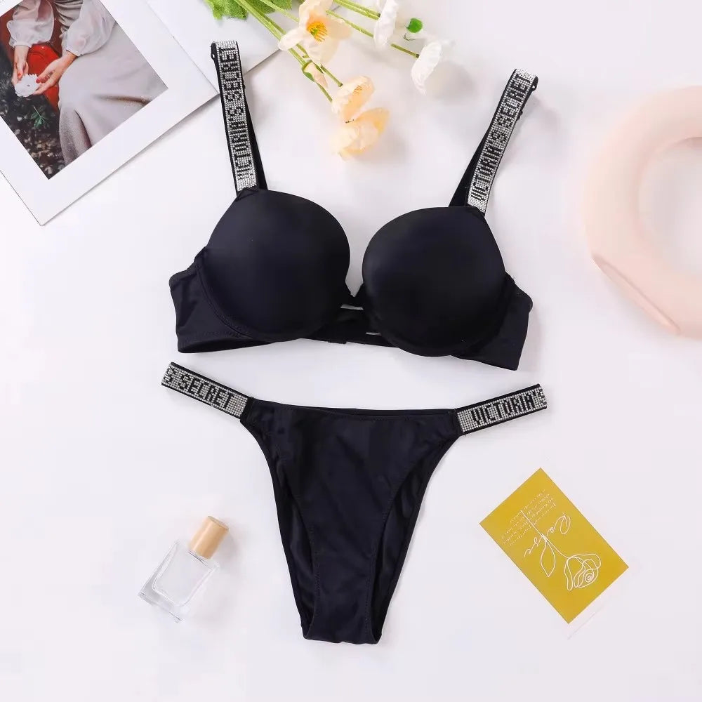 Women's New Fashion Sexy Lingerie Sporty Classic Padded Adjustable push up V Lingerie Set S Underwear Set