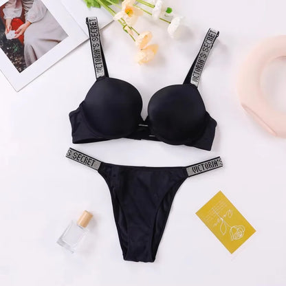 Women's New Fashion Sexy Lingerie Sporty Classic Padded Adjustable push up V Lingerie Set S Underwear Set
