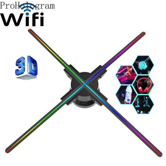 3D hologram projector with cross-shaped antennas on a white background