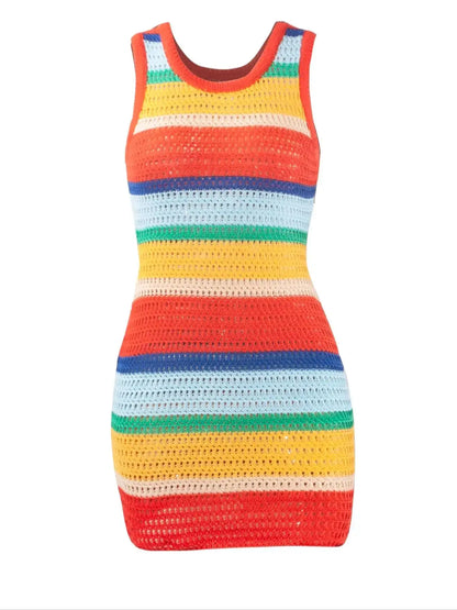 Women's Sleeveless Knit Mini Bodycon Dress Streetwear