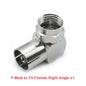 F Type to TV IEC 90 Degree Male Plug Female Jack RF Coaxial Adapter Splitter Gold Plated Connector for Cable TV Satellite TV DVR