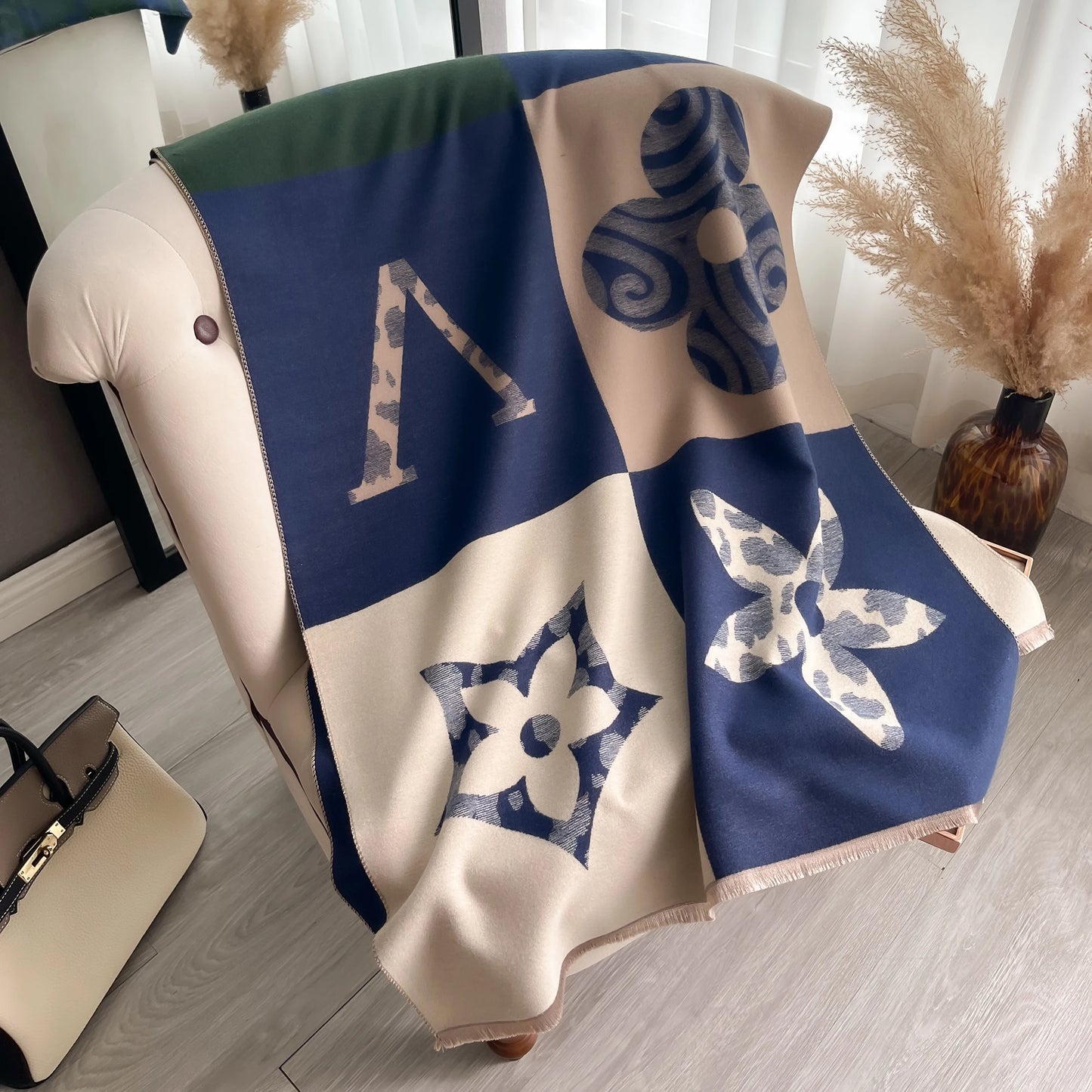 Laest Design Elegant Pashmina Shawl Imitation Cashmere Jacquard Pattern Scarves Winter Collocation Thickened Warm Scarf Shawl