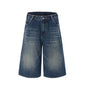2025 Sommer American Lightning Crack Denim Cropped Pants Herren gerade Loose Wide-leg Shorts Street Baggy Freizeithosen