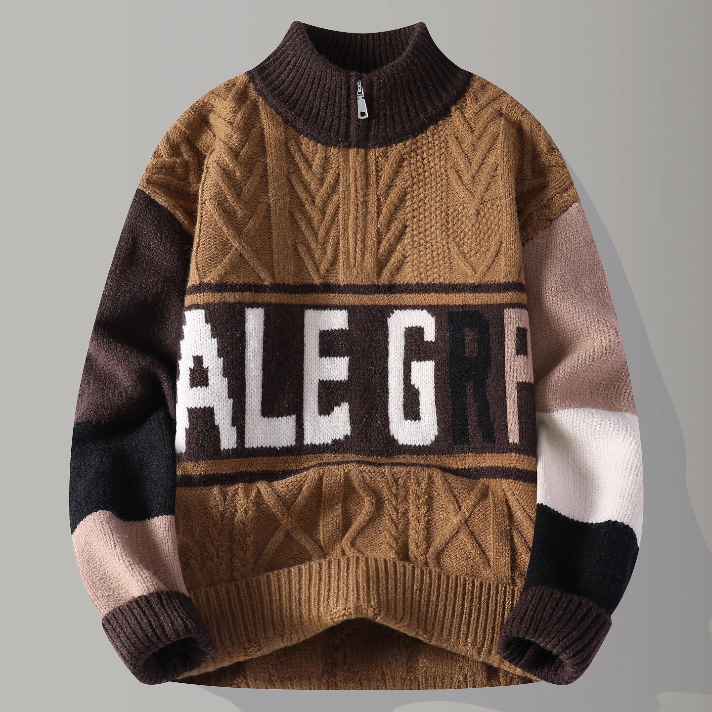Herbst/Winter Modetrend Retro Sport Dicker Warmer Strickpullover Herren Locker Bequem Große Größe Hochwertiger Pullover