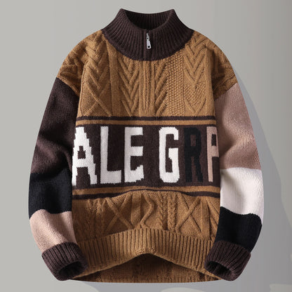 Herbst/Winter Modetrend Retro Sport Dicker Warmer Strickpullover Herren Locker Bequem Große Größe Hochwertiger Pullover
