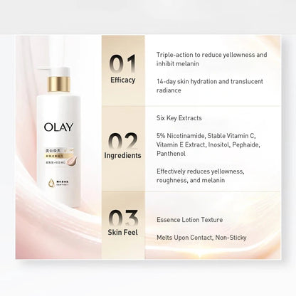 Olay Brightening Body Lotion Orange Scent Key Ingredients Niacinamide, Stable Vitamin C, Vitamin E Essence 520ml