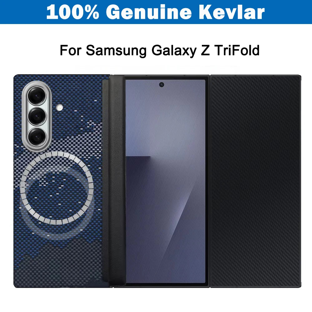 Samsung Galaxy Z TriFold phone case with Kevlar material on a white background