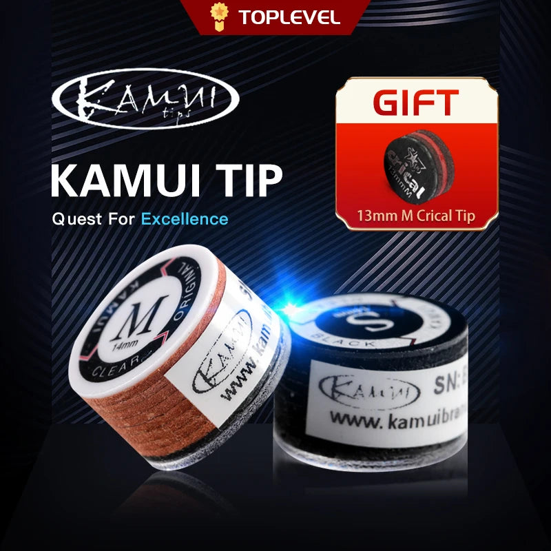 Kamui golf tip packaging with 'Toplevel' branding on a dark background