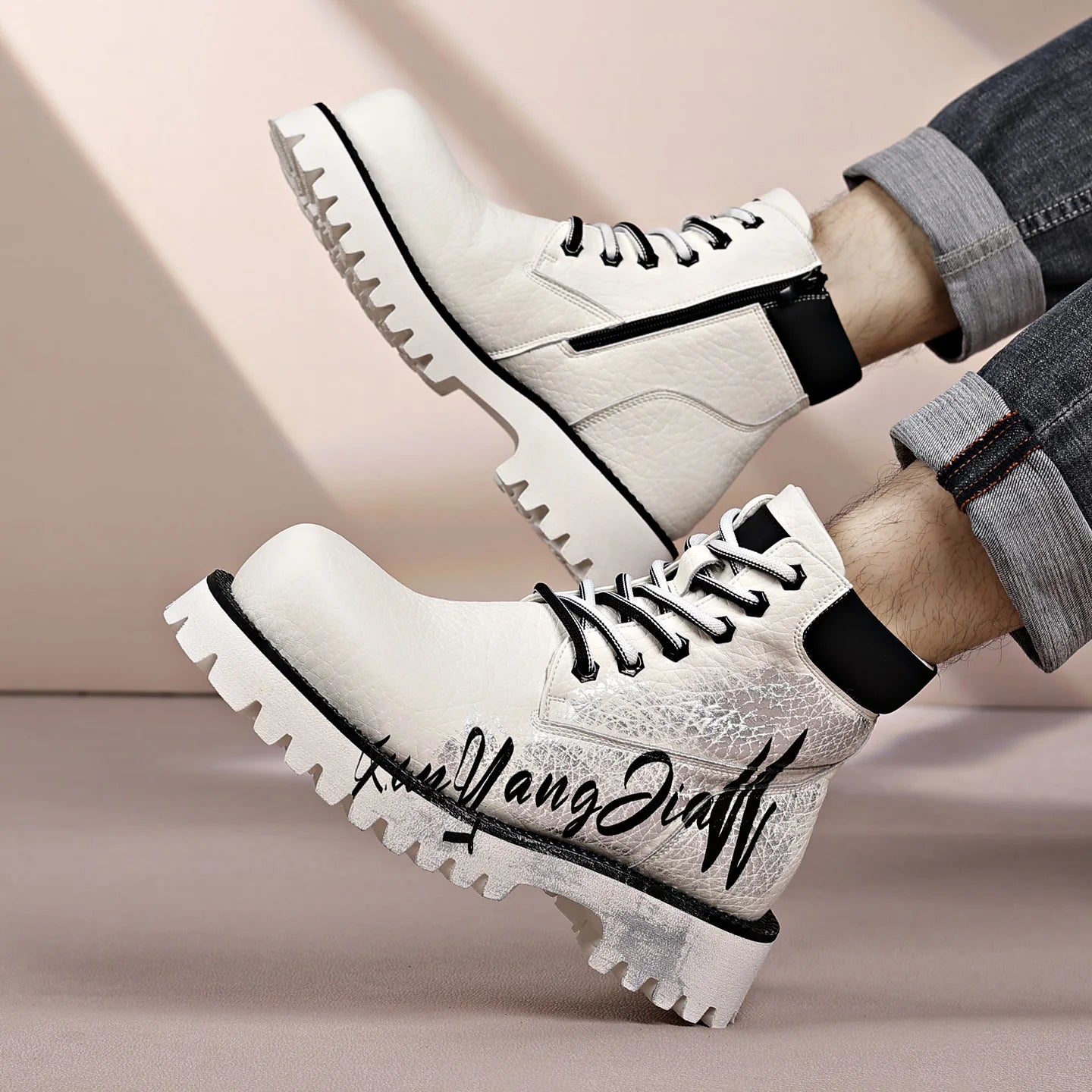 Men's High-Top Graffiti Tooling Boots | Thick Sole