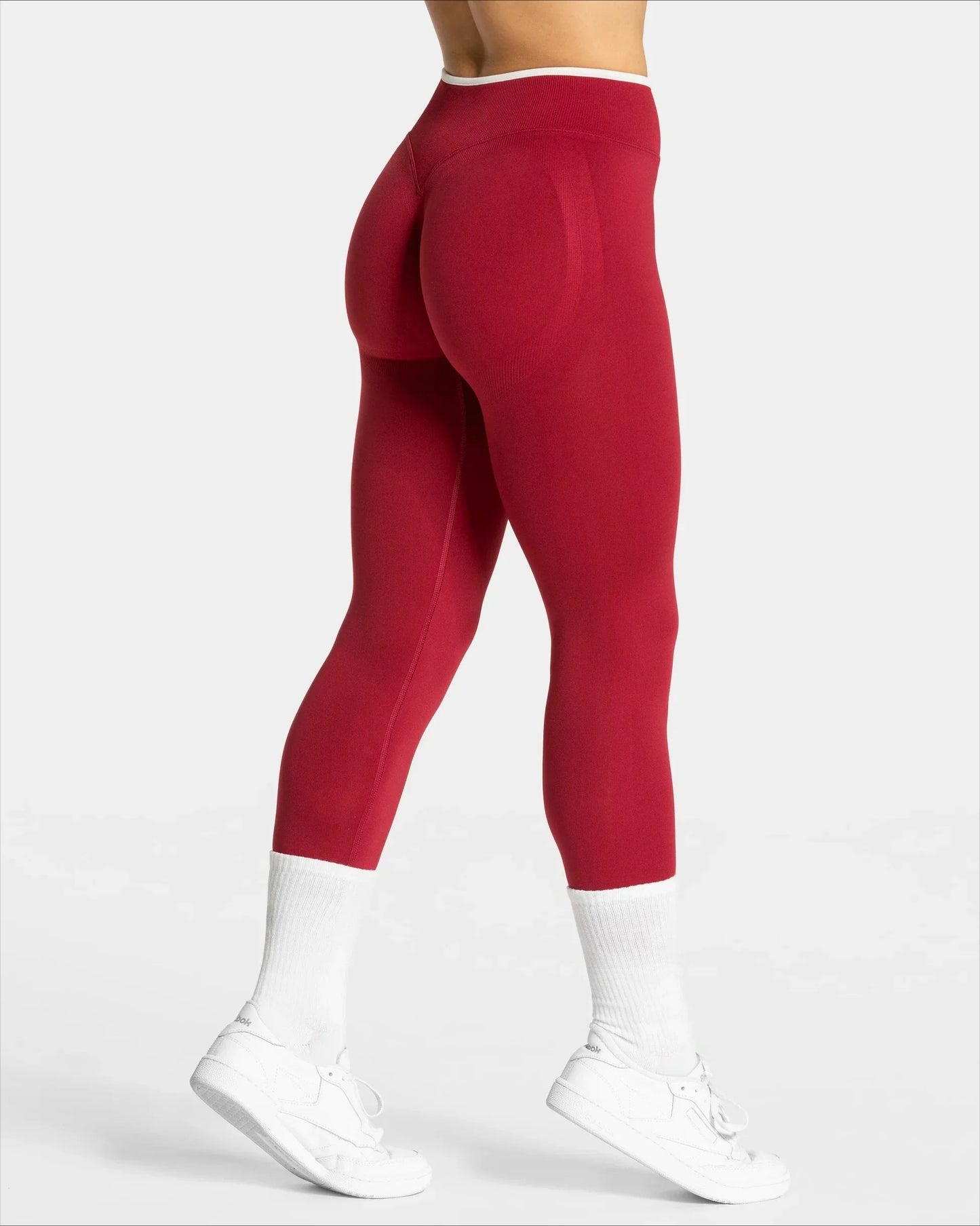 Women's Seamless Gym Solid Color Sports Pants White Edge Waist Tight High Waist Hip Lifting Yoga Pants Running Exercise Pants
