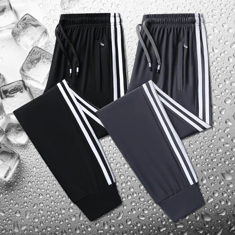 Men's Ice Silk Plus Size Jogger Trousers – Ultra-Thin Breathable Sports Pants M-8XL