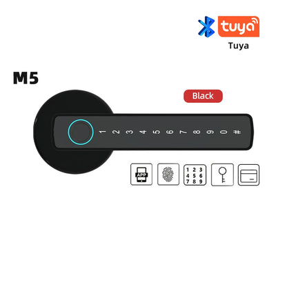 RAYKUBE M5 Tuya BLE Smart Fingerprint Türschloss Digitales elektronisches Schloss mit Passwort/Schlüssel/IC-Karte/Smartlife/Tuya APP Entsperrung