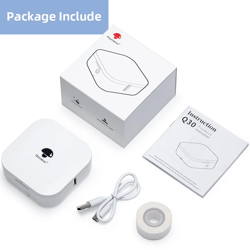 Phomemo Q30 Etikettendrucker Mini Drucker Taschen-Thermoetikettendrucker Kabelloser Aufkleber Drucker Tragbarer Taschenetikettendrucker Verschiedenes Etikettenpapier