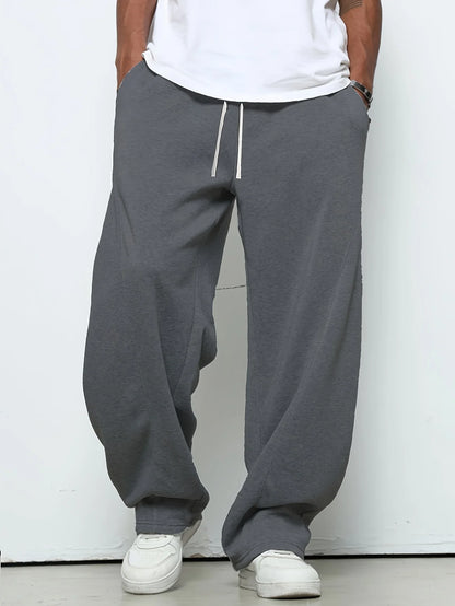 Herren schwere atmungsaktive Sport-Jogginghose elastischer Kordelzug Taille lockere gerade Freizeithose dicke Herren-Sweatpants