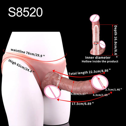 SXXY Silikon Unterhosen & Boxershorts mit Penishülle Männlicher Masturbator Strap-on Hohl Dildo Sexspielzeug für Männer Frauen