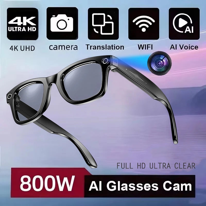 800W Camera AI Smart Translation Sunglasses – Waterproof, Color-Changing, Photo & Video