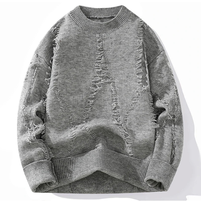 Men's Winter Outdoor Fashion Trendy Loose and Comfortable Knitted Hoodies Comfortable Casual Breathable Distressed Sweaters