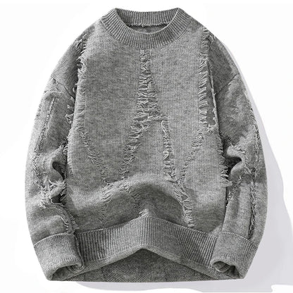 Men's Winter Outdoor Fashion Trendy Loose and Comfortable Knitted Hoodies Comfortable Casual Breathable Distressed Sweaters