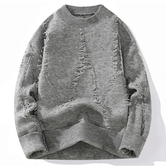 Men's Winter Outdoor Fashion Trendy Loose and Comfortable Knitted Hoodies Comfortable Casual Breathable Distressed Sweaters