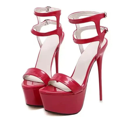 Aneikeh große Schuhgrößen 41 42 43 44 45 46 High Heels Sandalen Sommer Sexy offene Spitze Partykleid 16CM Plateau Gladiatoren Damen Pumps