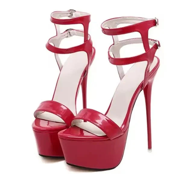 Aneikeh große Schuhgrößen 41 42 43 44 45 46 High Heels Sandalen Sommer Sexy offene Spitze Partykleid 16CM Plateau Gladiatoren Damen Pumps