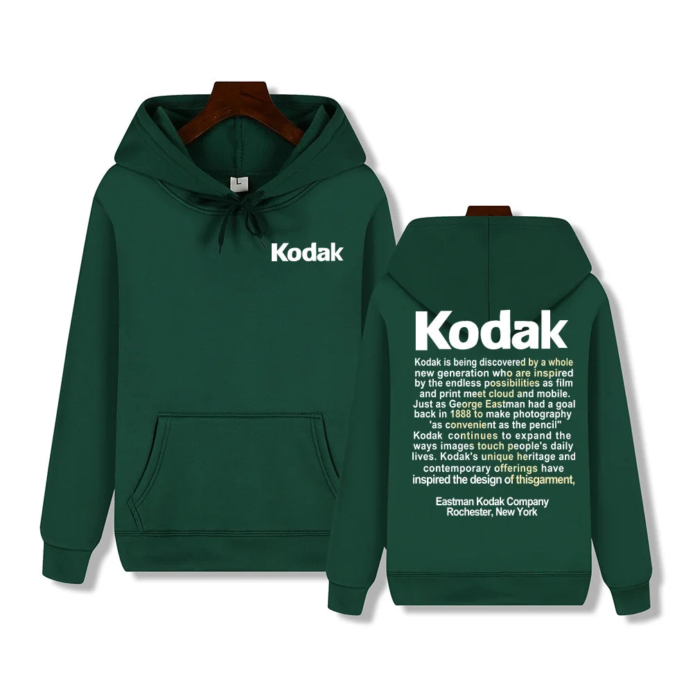 Kodak Print Fashion Men‘s Sportswear Autumn Winter Daily Street Casual Comfortable Loose Sports Hoodie